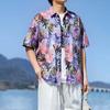 Ropa de Playa Transfronteriza Isla de Hainan Sanya Viajes Camisa Estilo Hong Kong Camisa de Flores Hawaiana Ropa de Isla Chaqueta de Manga Corta para Pareja