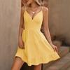 Ropa de Mujer Amazon 2025 Nuevo Estilo Resort Sexy Lazo Color Sólido Falda de Tirantes con Dobladillo Ancho Falda de Playa Sanya