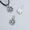 Colgante de flor de margarita de plata de ley s925 hecho a mano, pulsera de cuerda de cuentas, collar, accesorios para colgante de flor