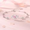 Pulsera original de corazón a corazón para mujer, de plata de ley, de verano, de alta calidad, con un dulce amor y circonitas rosas en forma de corazón.