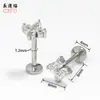 Pendientes de Flor de Acero Inoxidable Europeo y Americano con Circonita, Clavillos para Hélice de Oreja de Acero de Titanio, Unisex, Joyería de Labio Dorada para Otoño e Invierno