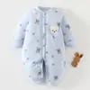 Roupas para Bebês e Crianças Anyang Macacão Acolchoado para Bebê Outono e Inverno Acolchoado Quente Roupa de Algodão Roupas para Recém-Nascidos 120g Com Algodão Adicional