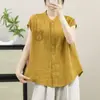 Chaleco de Lino de Color Sólido Retro Wu Xiu Wenyi para Mujer Verano 2026 Nuevo Bolsillo de Encaje Holgado Adelgazante Top Casual