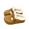 Zapatillas de media caña Birkenstock con felpa y engrosadas de punta cerrada para mujer 06 Invierno Nuevas Slip-on Persona Perezosa Cálidas Peludas Zapatillas Grandes de Algodón