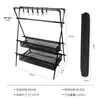Estante plegable de aleación de aluminio para acampar al aire libre, soporte de doble capa con bolsa de malla, tendedero, estante triangular para acampar, parrilla de barbacoa