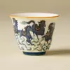 Padrão de Nuvens e Oito Cavalos Caneca Mestra Cerâmica Doméstica Xícara de Chá Kung Fu Xícara de Chá Pessoal para o Ano do Cavalo Conjunto de Chá para Escritório