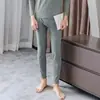 Conjunto de Roupa Íntima Térmica Outono e Inverno Masculino Veludo Sem Marcas Gola V Listrado Pulôver Roupas de Outono e Calças Conjunto de Duas Peças