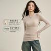 Camiseta Larga de Manga Larga con Cuello Redondo de Marca de Moda Ajustada para Mujer, Top Camiseta Base de Capa Interior Ajustada de Lana Tencel