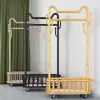 Perchero de Pie con Ruedas para Uso Doméstico, Estante de Almacenamiento y Secado, Perchero Ligero Simple de Moda para Sala de Estar