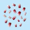 Uñas Frescas Usables con Borde de Diamantes Rosas y Morados, Decoración de Brillo Degradado, Manicura Exquisita de Lujo Ligero, Atmósfera Suave, Pegatinas de Uñas de Moda