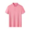 Camiseta Polo Manga Curta Gola Listrada Secagem Rápida Seda de Gelo 195g Camisa Cultural Bordado Estampa Logo