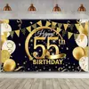 Nova Decoração de Festa de Aniversário Placa e Cartaz Preto e Dourado para Fundo de Cabine de Fotos de Aniversário com Estampagem Dourada