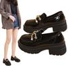 2025 Nuevo Otoño Zapatos Mary Jane JK de Cuero Pequeño para Mujer Plataforma Mocasines Versátiles Zapatos Planos para Mujer Suela Gruesa que Aumenta la Altura Campus