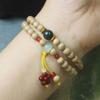 Pulsera de madera con fragancia a leche de 6 mm de doble capa, cuentas de flor de cinabrio, bosque, cuentas de rosario para jugar Wen, joyería al por mayor