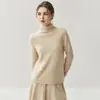 Suéter base de malha feminina de cashmere com borda enrolada, moda minimalista, gola semi-alta, camada interna, grosso, solto, afina a silhueta, manga longa