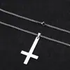 Moda Masculina Trendy Europea y Americana Colgante Diseño de Nicho Acero Inoxidable Cruz Invertida Clásico Simple Personalizado Collar para Mujeres