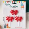 Estilo ins decoração de bolo de aniversário de desenho animado velas flores chapéus de festa urso de pelúcia rosto sorridente corações velas de aniversário infantil