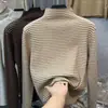 Camiseta térmica de manga larga a rayas para niños y niñas, otoño e invierno 2026, con cuello semi-alto
