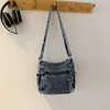Bolso de Mezclilla de Moda para Mujer 2026 Verano Nuevo Bolso de Hombro Cruzado Versátil de Múltiples Capas para Viajar y Trabajar
