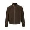 Chaqueta Americana Retro de Ante con Cuello Mao para Hombre Primavera y Otoño Nueva Tendencia Marca Harrington Casual Holgada Piqué Guapo Ropa Exterior