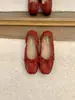 Zapatos Planos Rojos Retro Franceses Chuyuji para Mujer, Nuevos Versátiles 2026 Bailarinas Planas Poco Profundas con Lazo