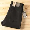 Pantalones Largos Gruesos Cálidos de Mezcla de Lana de Gama Alta Clásicos de Cinco Bolsillos Otoño e Invierno Nuevos Rectos Casuales para Hombre