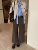 ICCIICC Pantalones Rectos de Lana Estilo Minimalista Old Money Otoño Invierno Pantalones Casuales de Traje de Nueve Puntos Petite para Viajar 3014