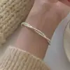 Pulseira Versátil de Prata de Lei S925 com Bola de Zircônia Cintilante Joias de Nicho Elegantes Pulseira Simples de Diamantes Pequenos Acessórios de Moda