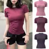 Camiseta Esportiva de Secagem Rápida Manga Curta para Mulheres, Verão Slim Fit, Top Respirável para Yoga, Corrida, Pilates, Roupa Profissional para Fitness