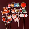Decorações de Bolo de Ano Novo 2026 Fofos Cavalinhos Figurinhas Escada Subindo Decorações de Panificação de Véspera de Ano Novo