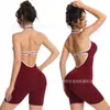 Mono de yoga halter con diseño calado estilo europeo y americano transfronterizo, sin costuras, moldeador para levantar glúteos y realzar la espalda para fitness y running