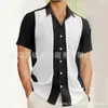 Camisa Rayada para Hombre Estampado 3D Manga Corta Camisa Hawaiana Camisa Casual Camisa Holgada con Cuello para Hombre