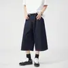 2026 Novo Jeans Cropped Original Colorido Jeans Solto para Homens Simples Casual Casal Calças de Pernas Largas Azul