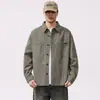 Camisa de trabajo retro americana para hombre, corte holgado, nuevo estilo primavera 2026, marca de moda, bordada, con cuello, manga larga, chaqueta para hombre