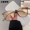 Gafas de sol retro con montura negra grande, cara cuadrada color leonado, pequeñas, populares en Internet para mujeres, gafas de sol de estilo coreano con cara redonda y gran sentido del humor.