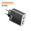 Cabeça de carregamento de celular PD65W 5V3A, regulamentações europeias, americanas, britânicas e australianas, fornecimento direto de fábrica transfronteiriça, carregador multiporta 2PD 3USB