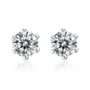 Aretes de moissanita simulación de transmisión en vivo para mujer estilo Ins amor plata de ley S925 circonita seis garras aretes de moissanita aretes