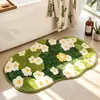 Alfombrilla de baño colorida con temática de jardín, absorbente y antideslizante, lavable a máquina, adecuada para usar en el baño, la entrada o el dormitorio, hecha de material de felpa