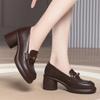 Mocasines de Cuero Suave de Moda sin Cordones, Suelas Gruesas, Puntas Redondas, Cómodos Zapatos Británicos para Mujer con Suela Blanda, Zapatos Pequeños de Cuero