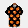 Camisa Casual de Manga Curta com Gola Nova para Homem Amazon Transfronteiriça Camisa com Estampa 3D de Halloween Tops Masculinos e Femininos