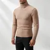 Comércio Exterior Outono/Inverno 2026 Suéter Masculino de Tricô Trançado Estilo Coreano Slim Gola Alta Camada Base Malha Roupa Íntima