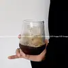 Vaso Rayado Simple de Vidrio de Borosilicato para Bebidas Frías, Taza Grande para Leche y Desayuno, Vaso de Vidrio Transparente de Una Sola Capa para Jugo y Agua