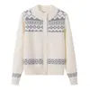Cardigan de punto jacquard de cuello redondo y manga larga estilo perezoso, abrigo suéter versátil de moda para otoño e invierno, ajuste holgado y estilizado