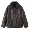 Comercio Exterior Transfronterizo Ropa Femenina Europea y Americana AliExpress Cuero Sintético Doble Cara Dos Usos Holgado Casual Cálido Chaqueta de Cuero Abrigo Chaqueta Mujer