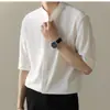 Camisa de Verano Fina con Cuello Alto de Seda Helada de Manga Corta para Hombre, Marca Elegante de Moda, Nuevo Estilo Chino, Estilo de Negocios Maduro, Camisa de Media Manga