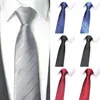 Corbata formal para hombre de 1200 agujas, cremallera perezosa en stock, 8 cm, fácil de tirar, corbata a rayas negras sin perforación