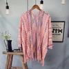Primavera e Outono Moda All-match Cor Exterior Quente Cardigan Casaco Estilo Étnico Oco Borla Xale de Malha Novo Estilo Feminino