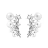 Informales, Versátiles, Elegantes, Lujo Accesible, Gama Alta, Pendientes de Zirconio Brillantes Incrustados con Perlas, Diseño de Nicho, Pendientes Elegantes para el Día a Día
