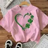 Camiseta Base Feminina Transfronteiriça, Estilo Europeu e Americano, Estampa de Dia dos Namorados para Mulheres Aliexpress Amazon Manga Curta
