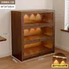 Librero a prueba de polvo de madera maciza integrado en la pared, gabinete de almacenamiento color nogal, gabinete de almacenamiento de pie, librero para el hogar
